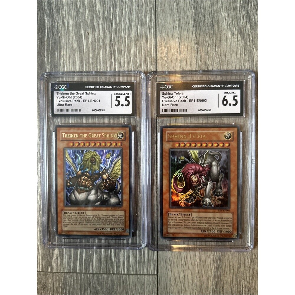 Yu-Gi-Oh! Sphinx Teleia and Theinen the Great Sphinx CGC 5.5 + 6.5 - LOT of (2)